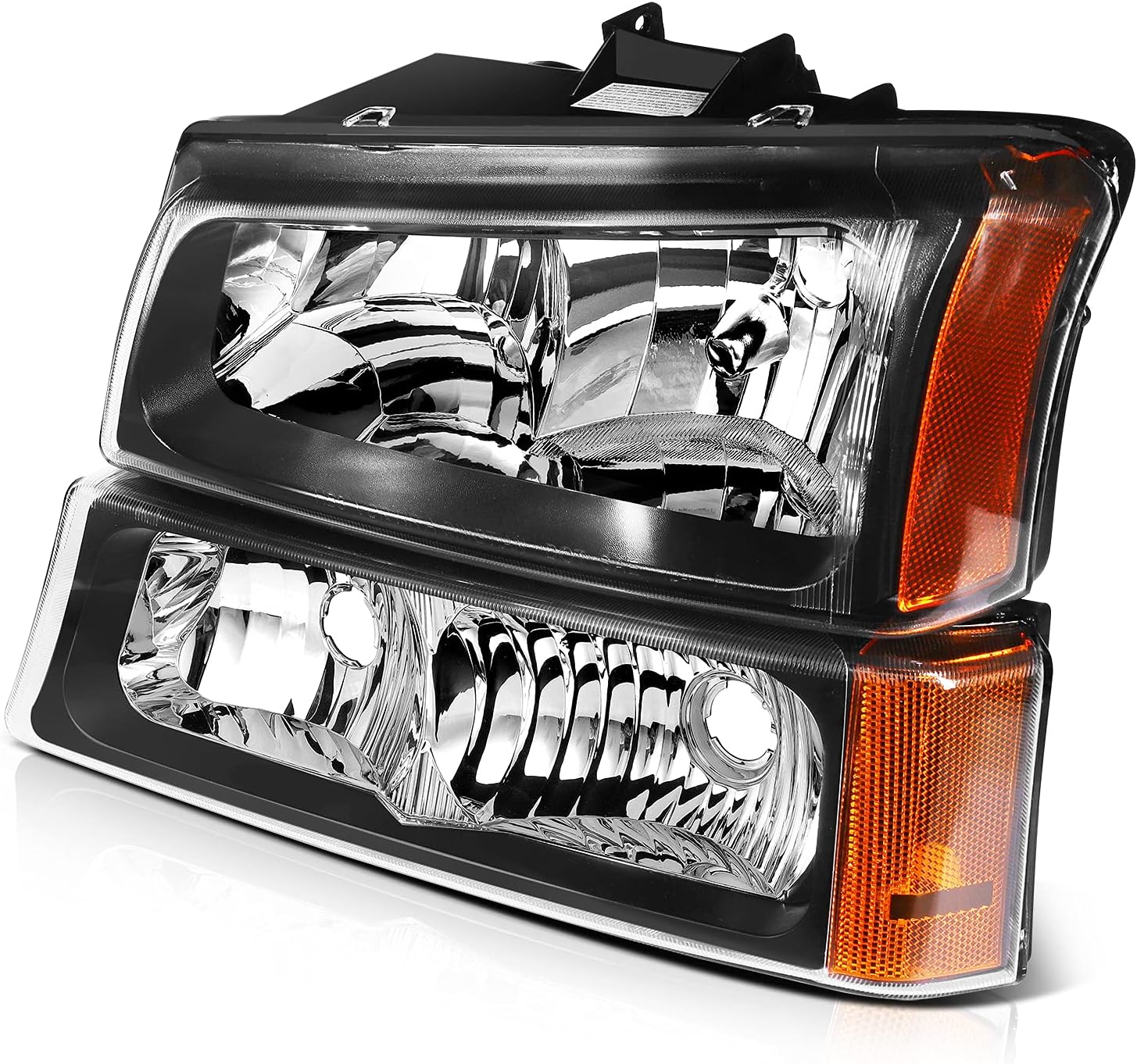 Headlight Assembly Black Housing Fit For Chevy Avalanche 1500 2500 2003-2006,For Chevy Silverado 1500 2003 2005-2006 For Chevy Silverado 2500 2003-2006,Pair of HeadLamp Assembly