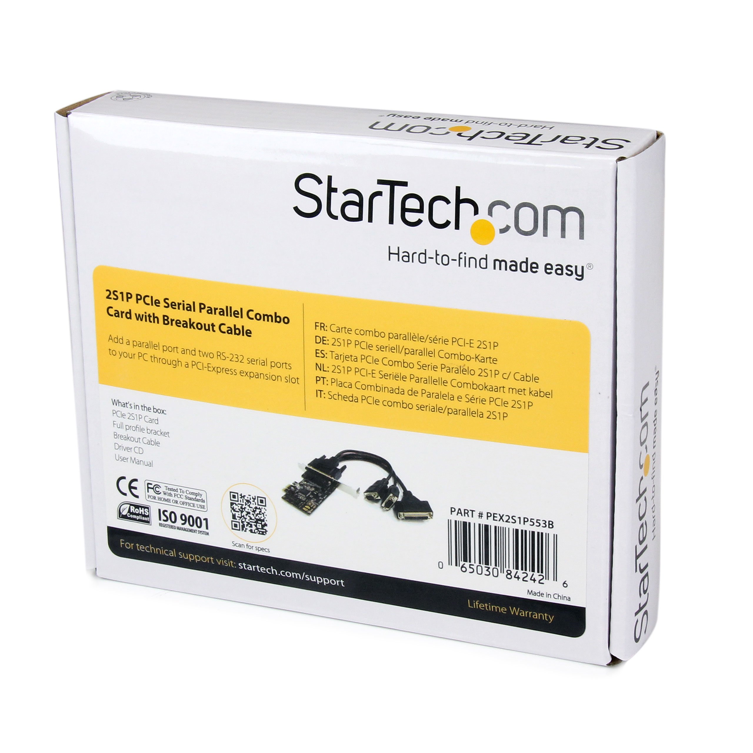 StarTech.com Carte combo série/parallèle PCI Express 2S1P avec câble de dérivation (PEX2S1P553B)