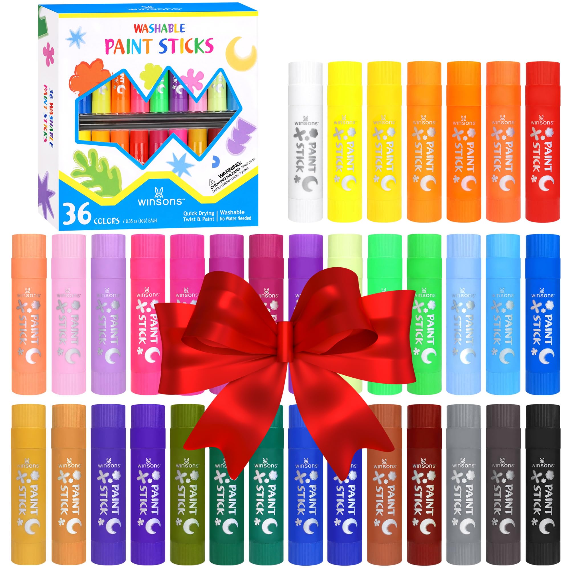 Tempera Paint Sticks,36 Vibrant Colors Washable Paint Sticks For Kids, Quick Drying, Non-Toxic, Suitable for Paper, Wood, Canvas, and Fabric, Mess-Free Art Supplies