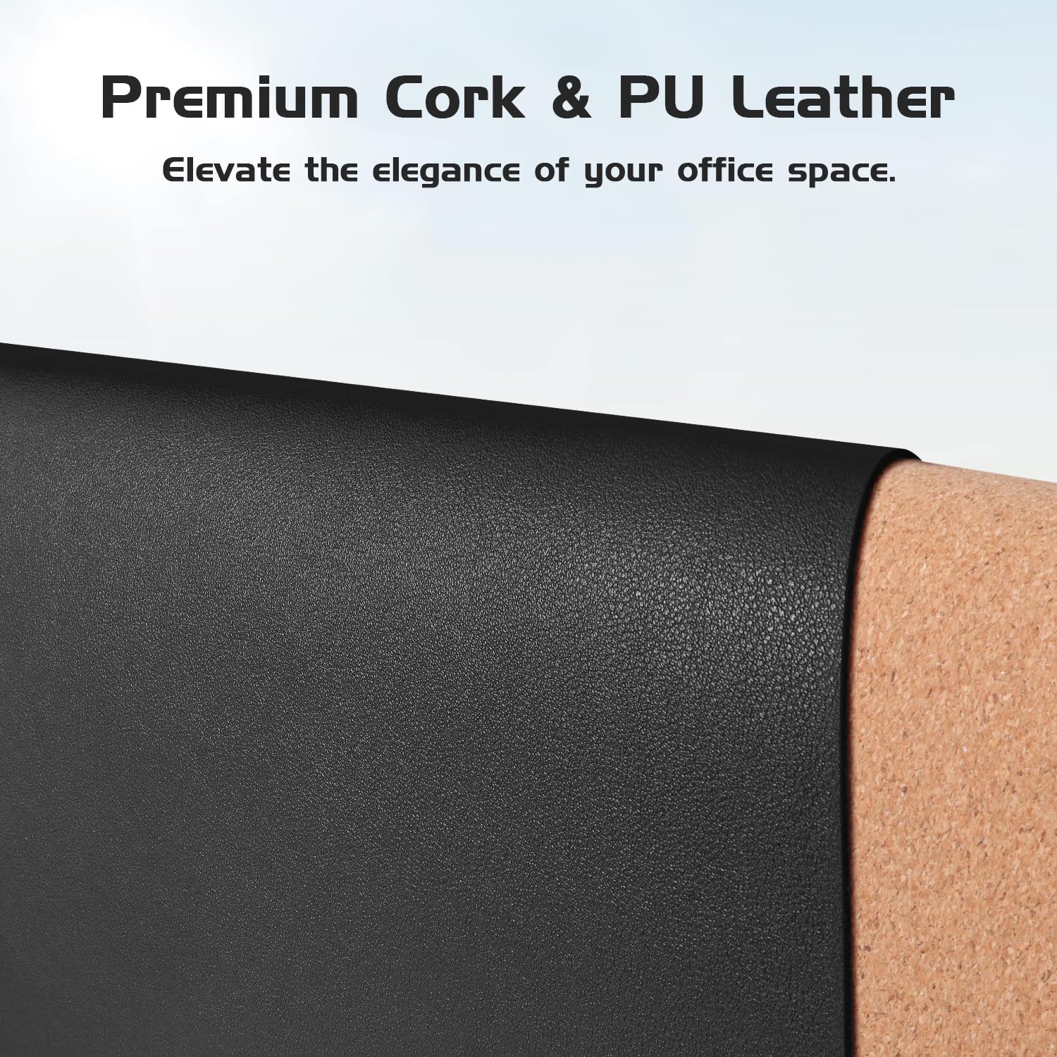 Aothia tapete escritorio,alfombrilla de escritorio de doble cara con corcho natural y cuero PU,alfombrilla ratón/protector escritorio,impermeable para oficina/hogar/decoración (Negro,65x35cm)