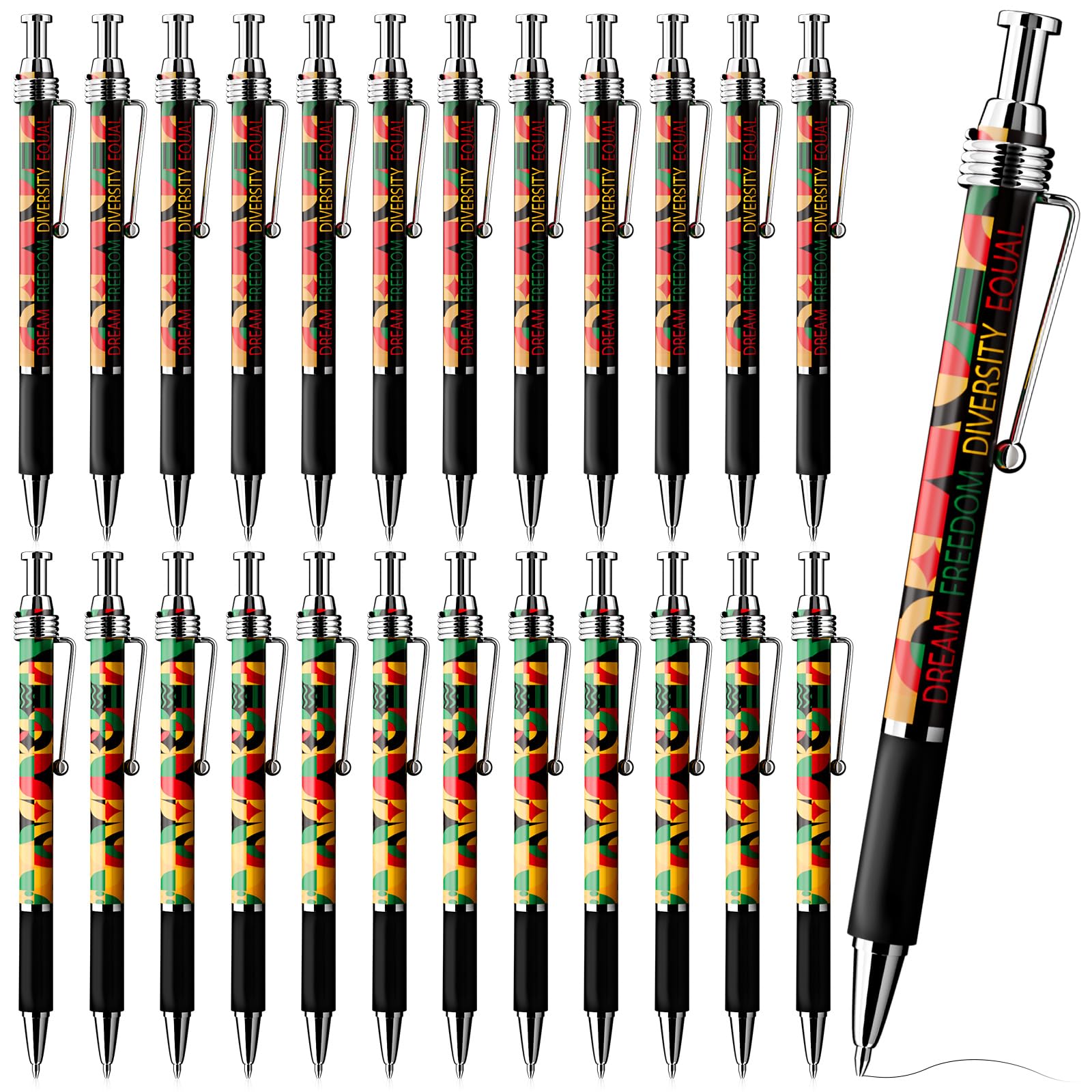 Sayglossy 25 Pcs Juneteenth Gift Bulk Happy Juneteenth Day Ballpoint Pens Freedom Day Independence Theme Ballpoint Pens for Party Supplies Favors