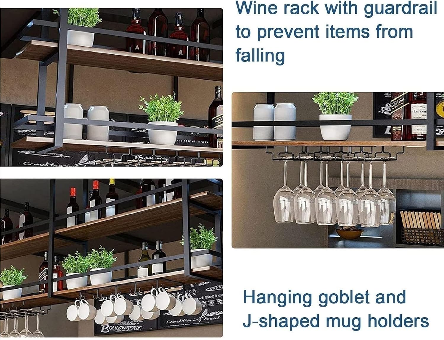 Ceiling Floating Shelves - Hanging Bottle Rack, Hanging Solid Wood Shelf Wine Rack, Nordic Iron Solid Wood Ceiling Shelf, Ceiling Mounted Storage Shelf, Bar Restaurant Decorative Flower Stand ( Size :