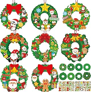 Eternity sky 54pcs Christmas Crafts for Kids - Xmas Wreath Ornament Making Kit Bulk with Snowman for Winter Holiday, Classroom, Adults