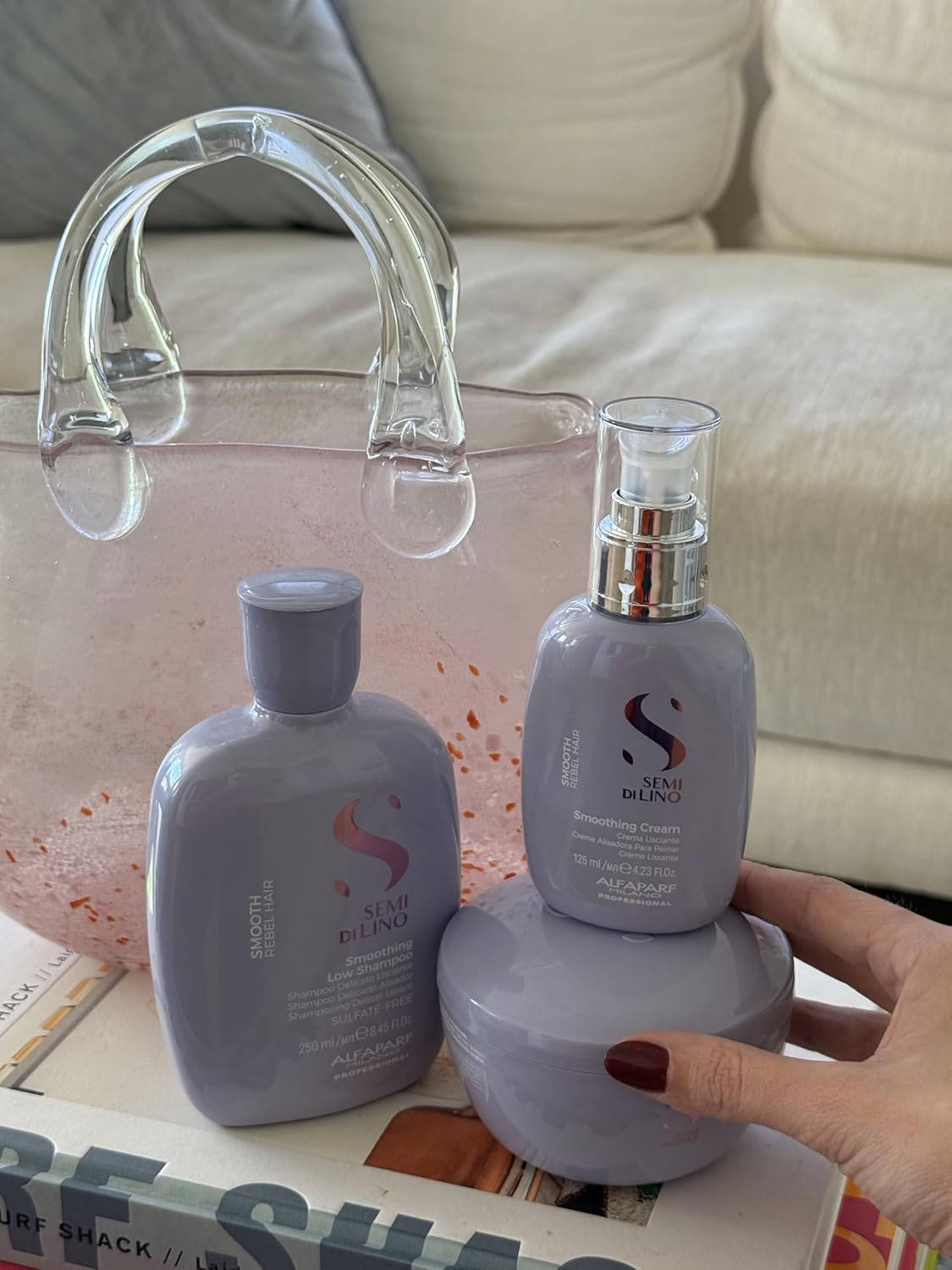 Alfaparf Milano Semi di Lino Smooth Gift Set for Rebel and Frizzy Hair - Sulfate Free Shampoo, Hair Mask and Smoothing Cream - Anti Frizz Control - Image 8