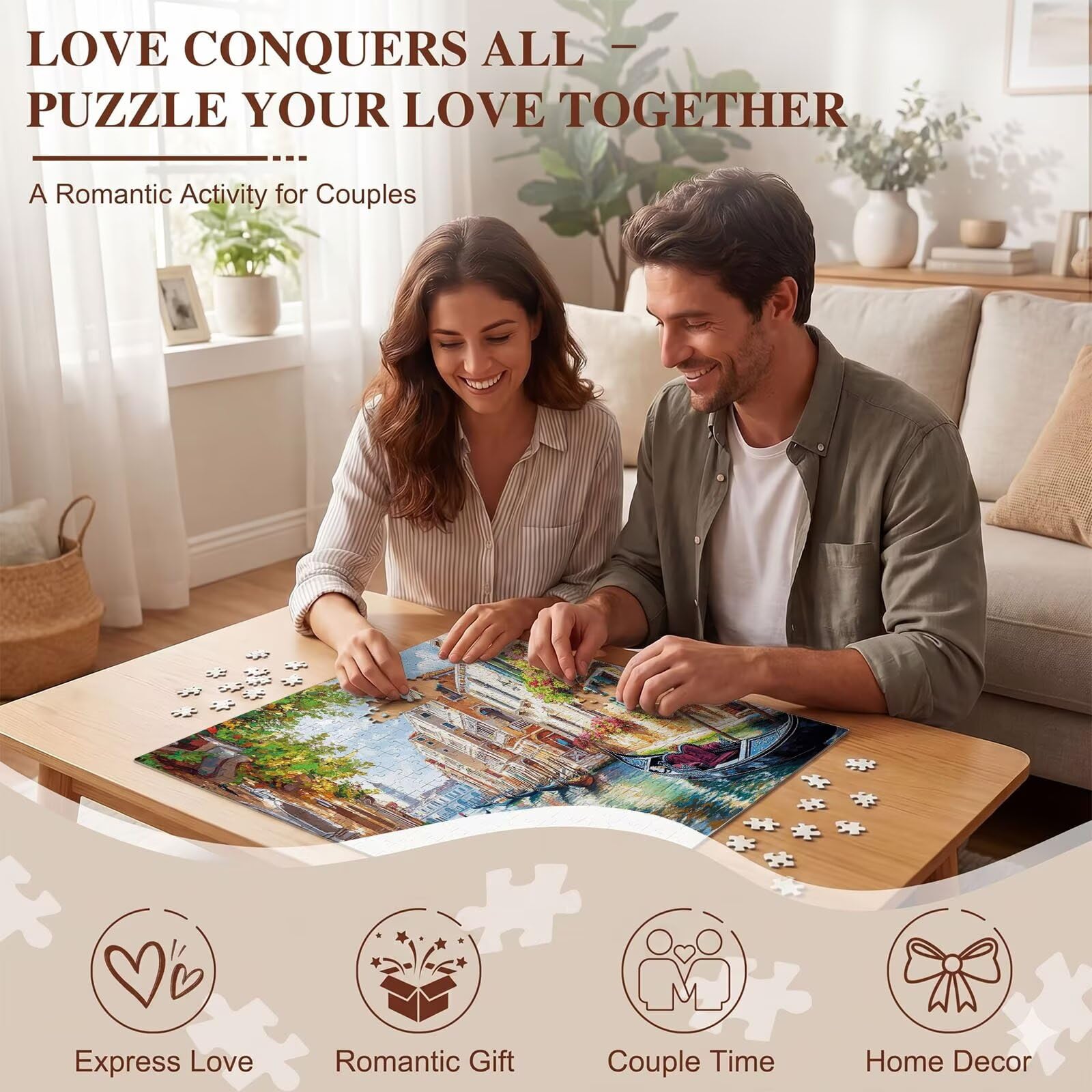 Barca piccola città Puzzle 1000 Pezzi per Adulti, Puzzle in Legno - Collezione Classica con Poster Incluso - Sfida di Concentrazione e Passatempo Antistress, Gioco per Famiglia, 75 x 50 cm f0-109