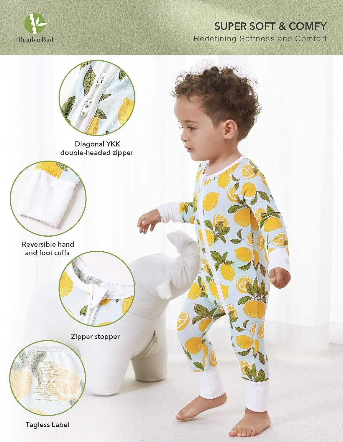 Baby Boy Girl 2 Pack Rompers Long Sleeve Zipper Romper Infant Jumpsuits 2-Way Zippered One-piece Pajamas 3-24M
