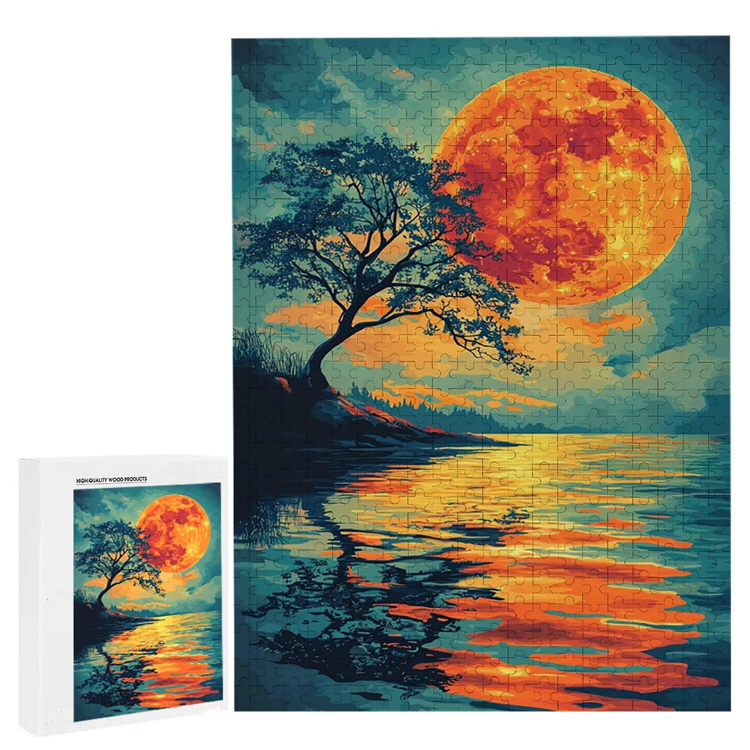 1000 sztuk puzzli, jezioro księżyc 1000 sztuk puzzli dla dorosłych, prezent rocznicowy, prezent świąteczny, dekoracja domu, zapobieganie degeneracji mózgu u osób starszych v-1000