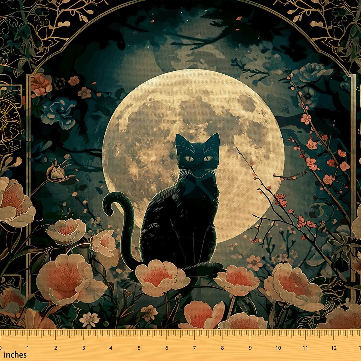 Erosebridal Galaxy Kids Fabric by The Yard Cat Animal Waterproof Outdoor Fabric 10 Yards for Boys Teens Adult Flower Rustic Upholstery Fabric Exotic Floral Branches Decor