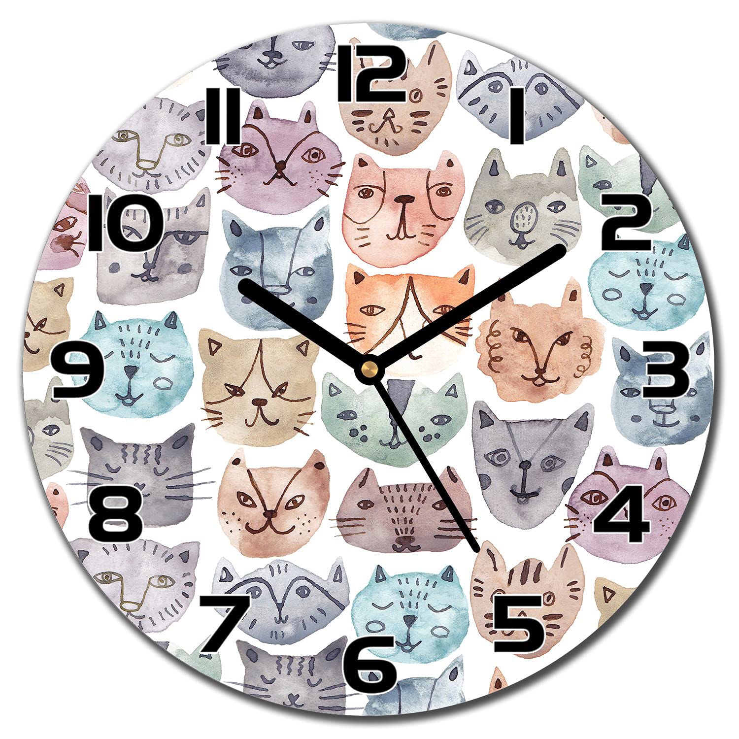 Horloge en verre 30 cm Chats mignons pour égayer la déco de votre salon