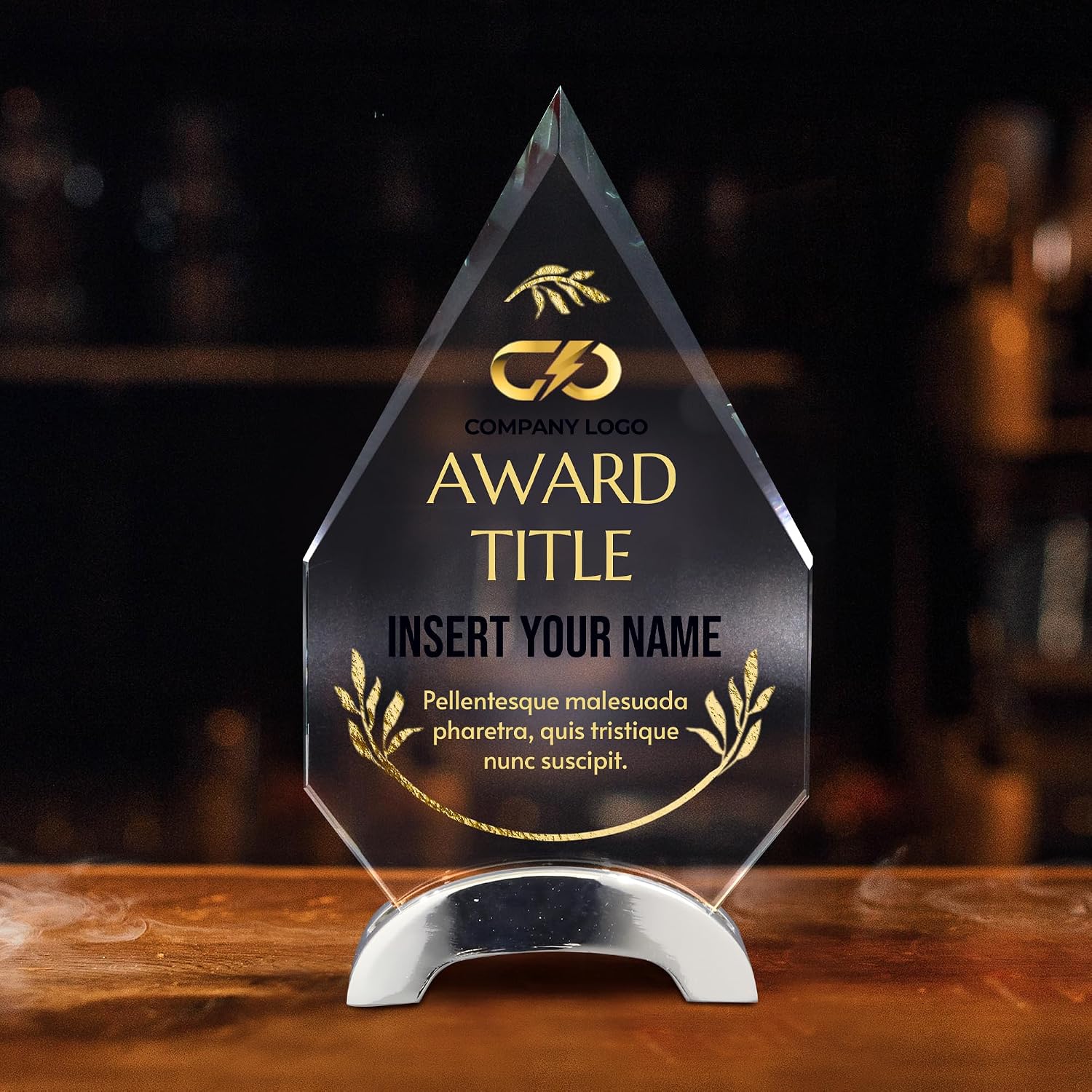 9 1/4" Personalized Glass Plaque for Awards and Trophies, Custom Award for Employee of the Month, Retirement, Leadership and Appreciation Gift H P1 (Design 4)