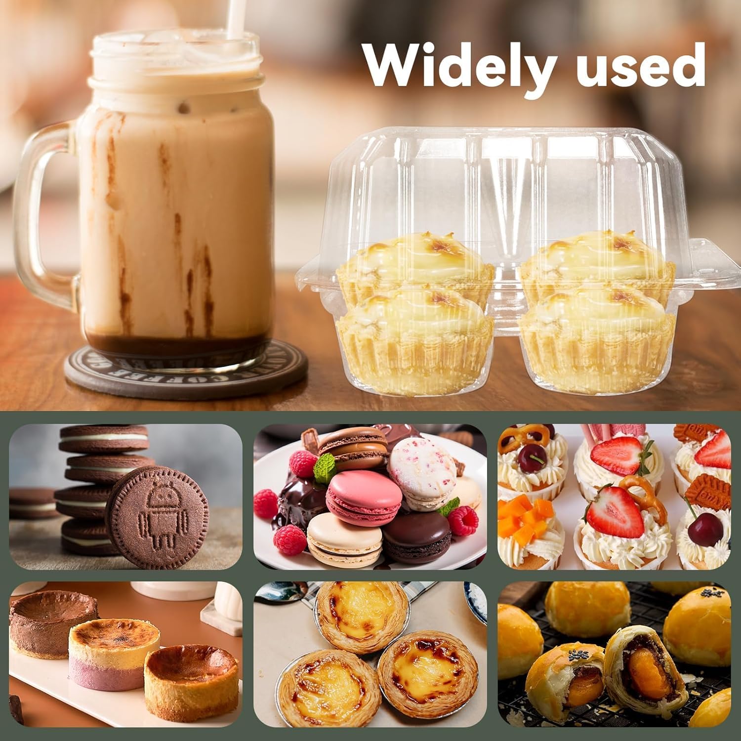 20 Pack 4-Compartment Cupcake Containers