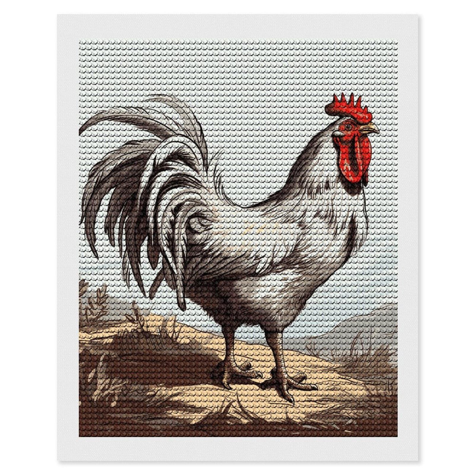 Chicken Sketch Diamond Art Kits for Adults, DIY 5D Diamonds Painting Kits for Beginner, Round Full Drill Diamond Dots Painting, Diamonds Pictures Gem Art and Crafts Wall Decor 16"x20"