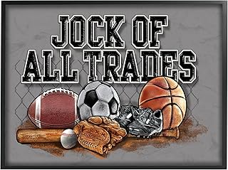 Stupell Industries The Stupell Home Decor, Jock of All Trades Sports Balls Black Framed Wall Art, 16 x 20, Design by Artist Antonio Reguerio