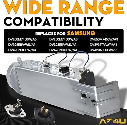 Miniatura 3 de Elemento de Calefacción de Secadora Reemplaza Para Samsung DVE50M7450WA3 DV393ETPAWRA1 DV42H5000EWA3 DV48H7400EWA2 DV363EWBEUFA1 DV42H5200EWA3