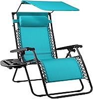 Vista 32 de Best Choice Products Silla reclinable plegable de gravedad cero para exteriores con toldo ajustable, reposacabezas, bandeja lateral para accesorios