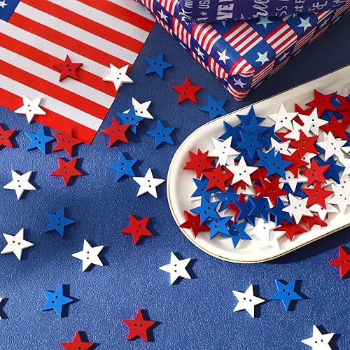 Miniatura 10 de JUNEBRUSHS 260 botones de madera a cuadros de búfalo de Navidad, 4 agujeros, botones redondos de madera para calcetines de Navidad, decoración de