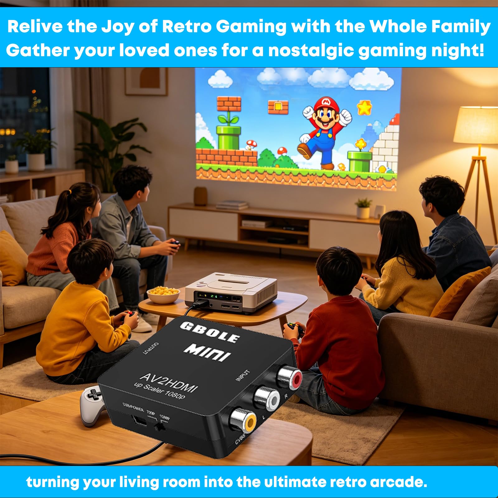 Konwerter RCA na HDMI AV na HDMI 1080P Mini RCA Composite CVBS AV na HDMI Video Audio Converter Adapter obsługujący PAL NTSC z kablem USB do ładowania do PC Laptop Xbox PS4 PS3 VHS VCR DVD TV