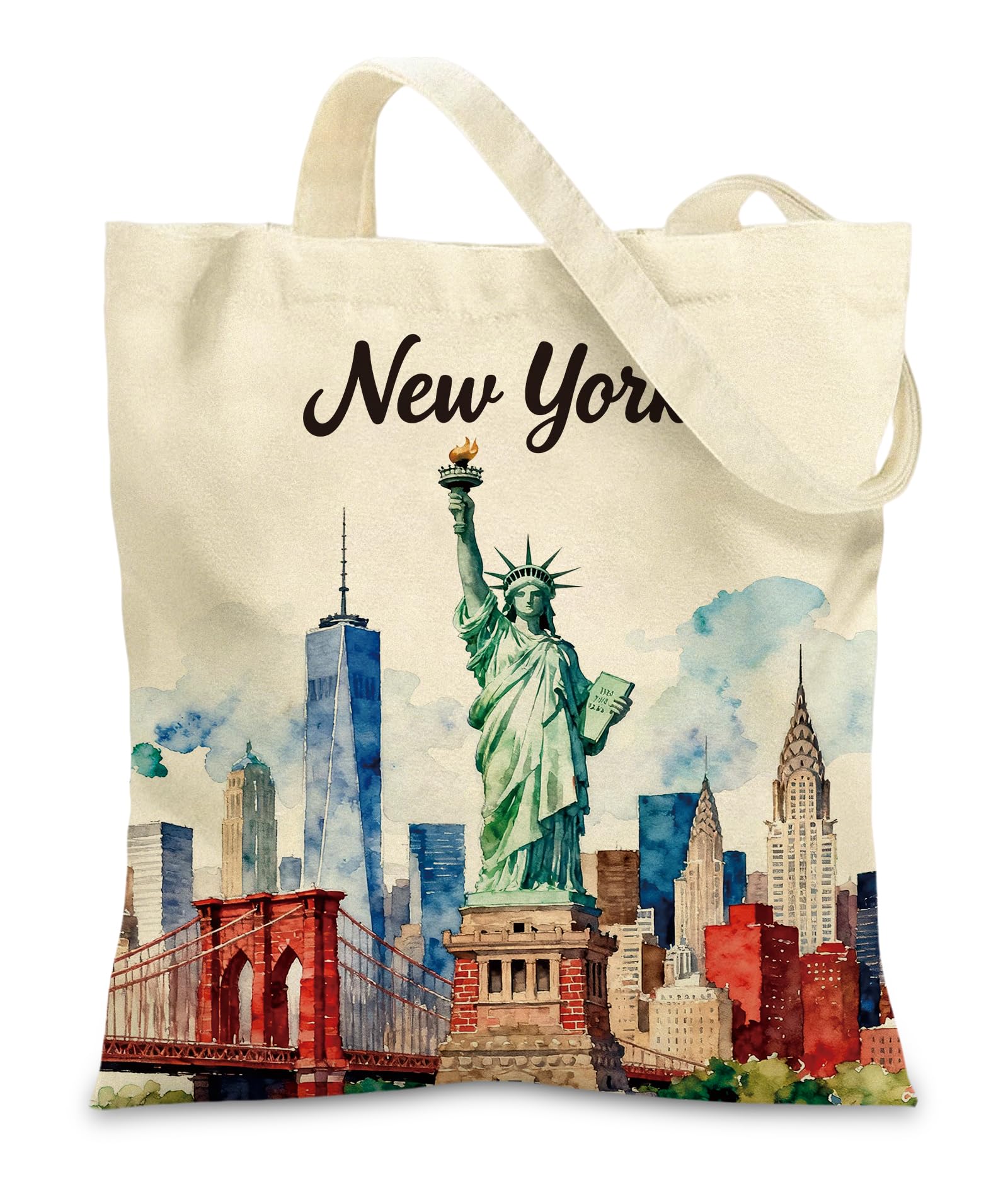New York Canvas Tote Bag for Women - Girls Reusable Shopping Gym Totes