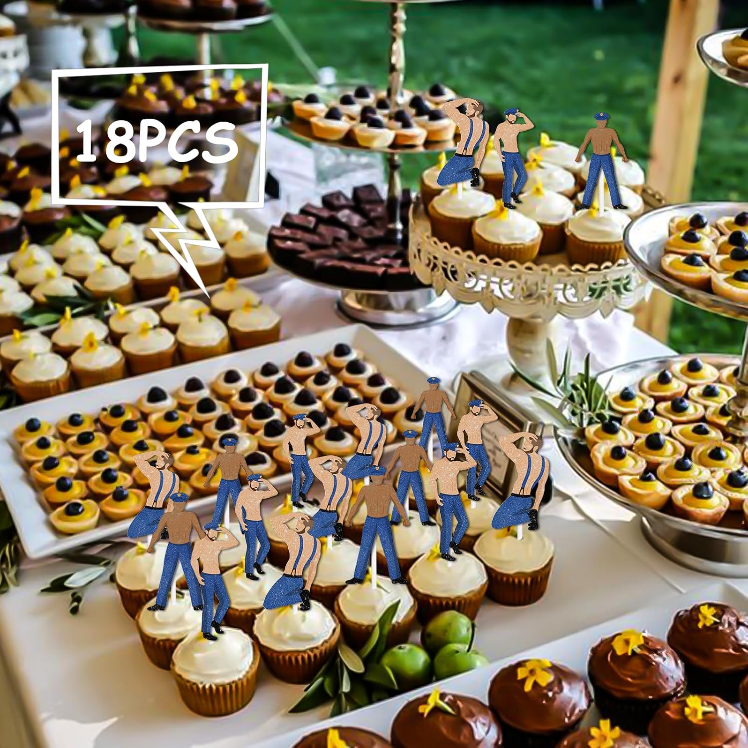 18pcs Glitter Dessert Cupcake Topper Gym Fitness Weight Lifting Sports Muscle Men Theme Decor Supplies Men Boys Happy Birthday Anniversary Party Decorations