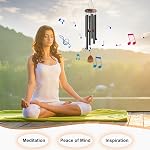 Bursvik Grandes cheminées en aluminium 37" Pinces pour créer une atmosphère Zen adaptée à l'extérieur, jardin, décoration de patio. Chimes de vent noir classique avec attrape-vent approprié comme cadeau pour unisexe