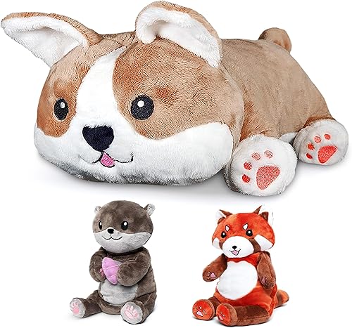 Funpanions  4 Pounds Weighted Stuffed Animals  Cute Animal Plush for Adults, Teens & Kids - Large Stuff Plushies Corgi Dog Pillow