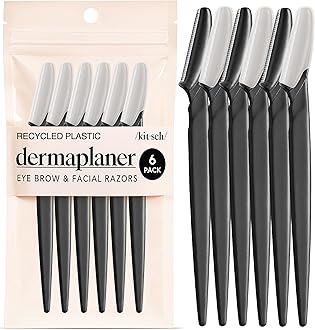 Dermaplane Razor for Women Face – Face Razors for Women & Men, Eyebrow Trimmer & Face Shaver – Exfoliating Facial Razor & Skin Care Tool for Smoother Skin - Black, 6 pcs
