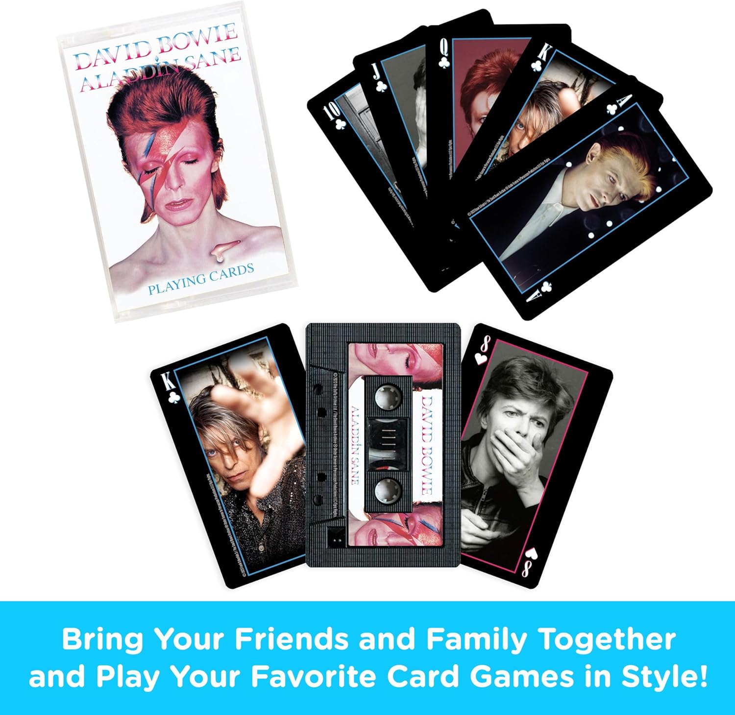 Aquarius David Bowie Cassette Premium Playing Cards -David Bowie Themed Deck of Cards for Your Favorite Card Games - Officially Licensed David Bowie Merchandise & Collectibles