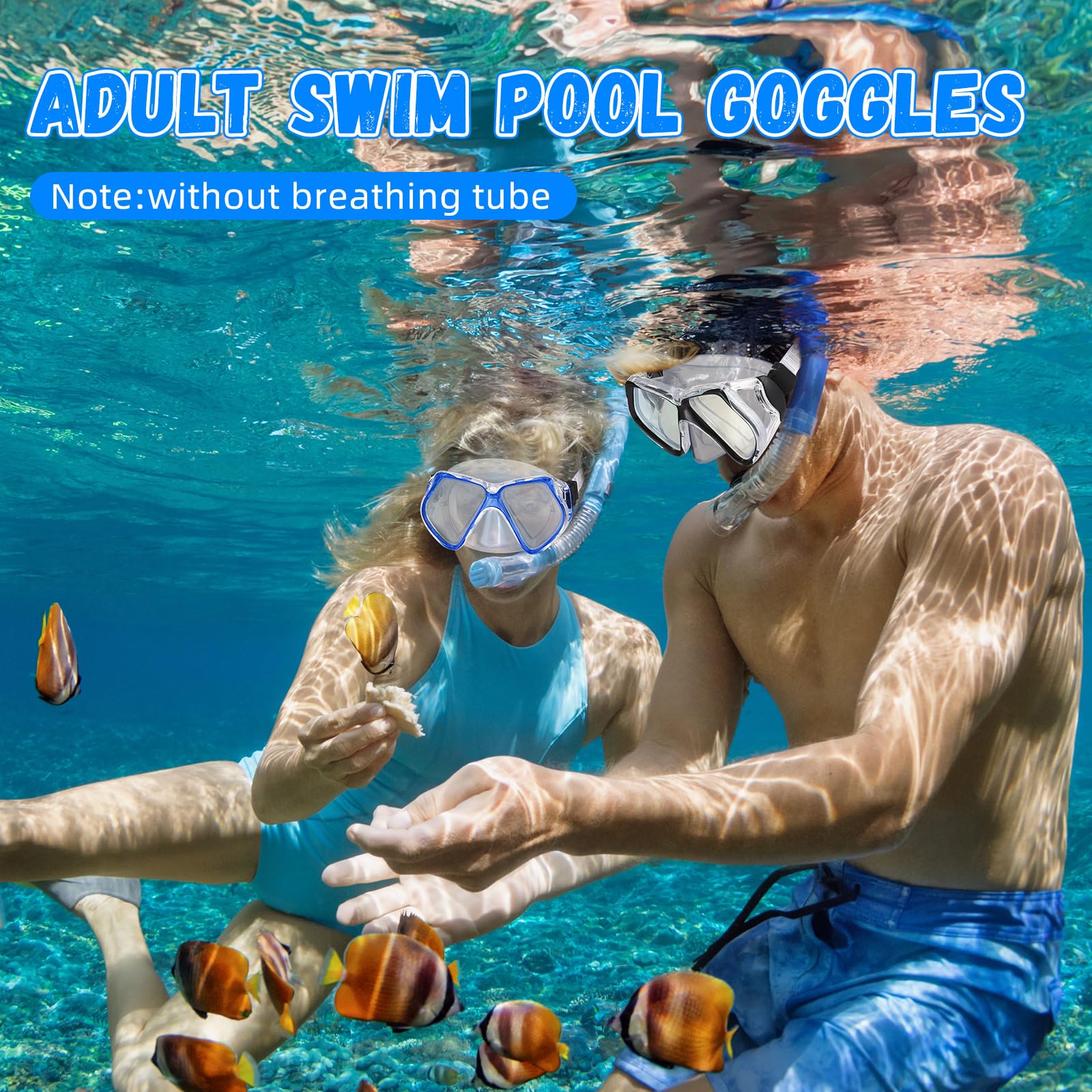 Flutesan 6 gafas de natación con cubierta de nariz para adultos, gafas de piscina, natación, buceo, gafas de natación