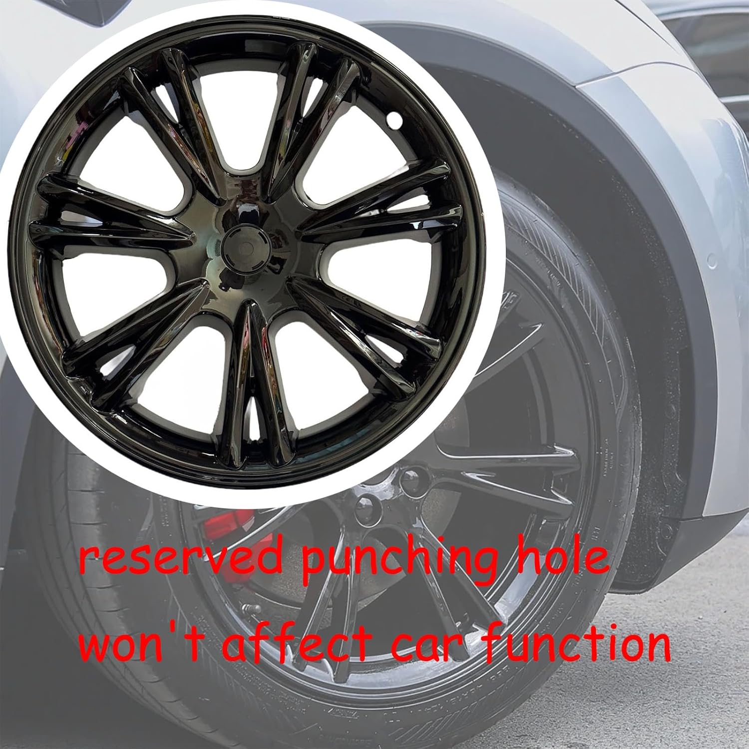 19 Inch Wheel Covers for Tesla Model Y Accessories 2020-2024 Gloss Black ABS Material Hubcaps Replacement for Tesla Model Y 1PCS（Sport Style）