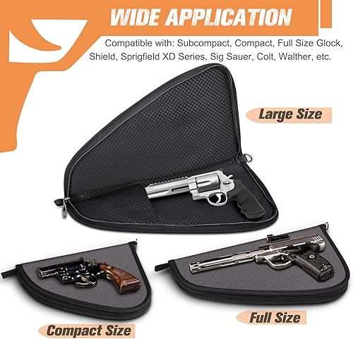 Miniatura 3 de FINPAC Funda para alfombra de pistola, funda táctica para armas de fuego, bolsa de almacenamiento suave para armas con anillo en D y forro acolchado