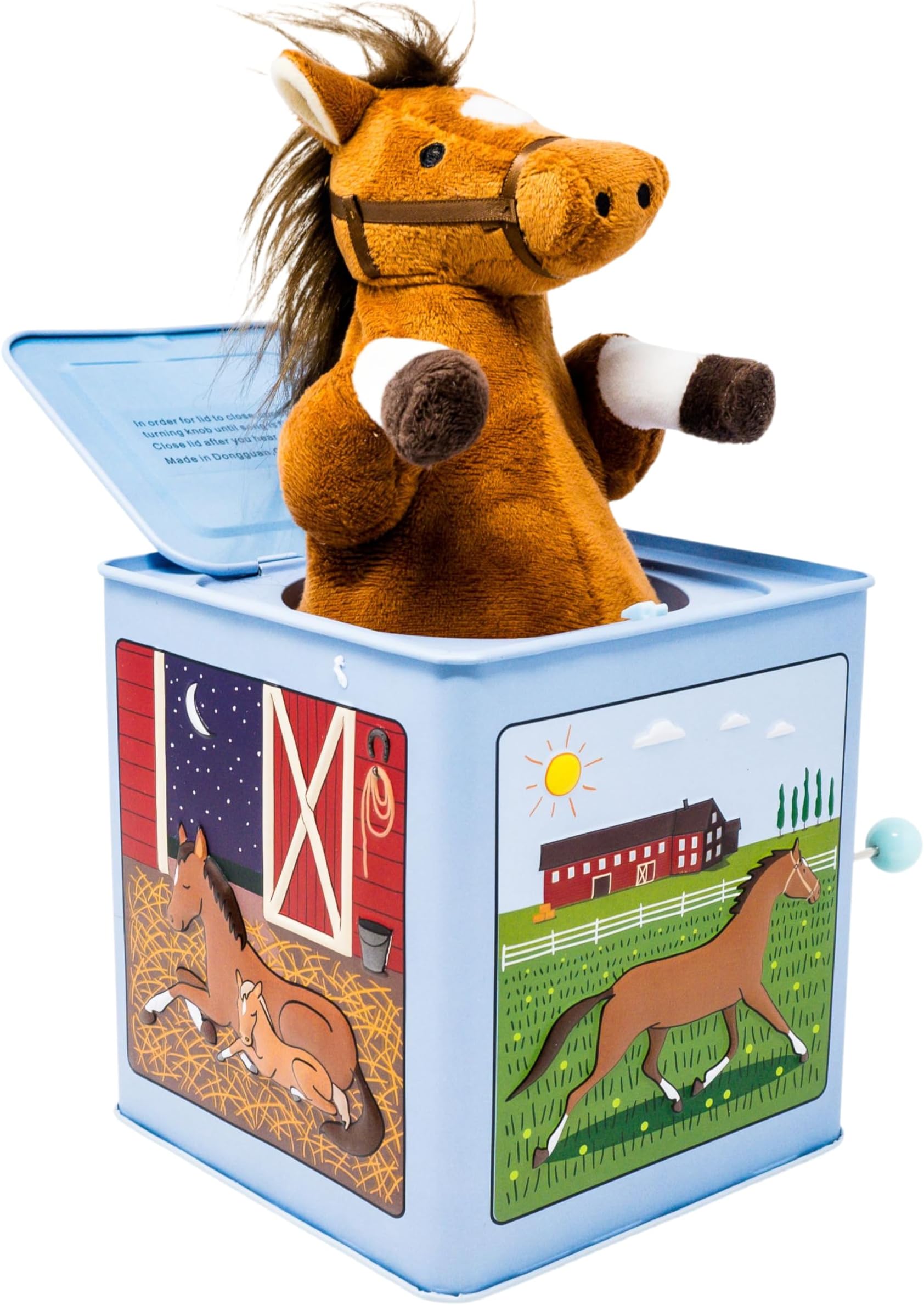 Rosie Racehorse Jack in the Box - Musical - Ages 3+ | Tin Construction, Plush Pop Up Character, Camptown Races Tune, 6 in Size, Tabletop Play, Multicolor Design