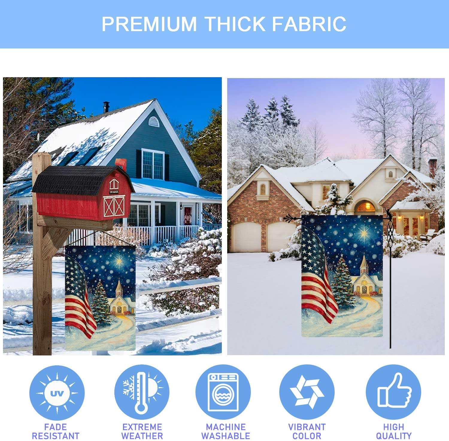 Christmas Night Garden Flag Patriotic America Flag Holy Night Garden Flag Nativity Vertical Double Sided Rustic Farmland Burlap Yard Lawn Outdoor Decor 12.5x18" - Image 6