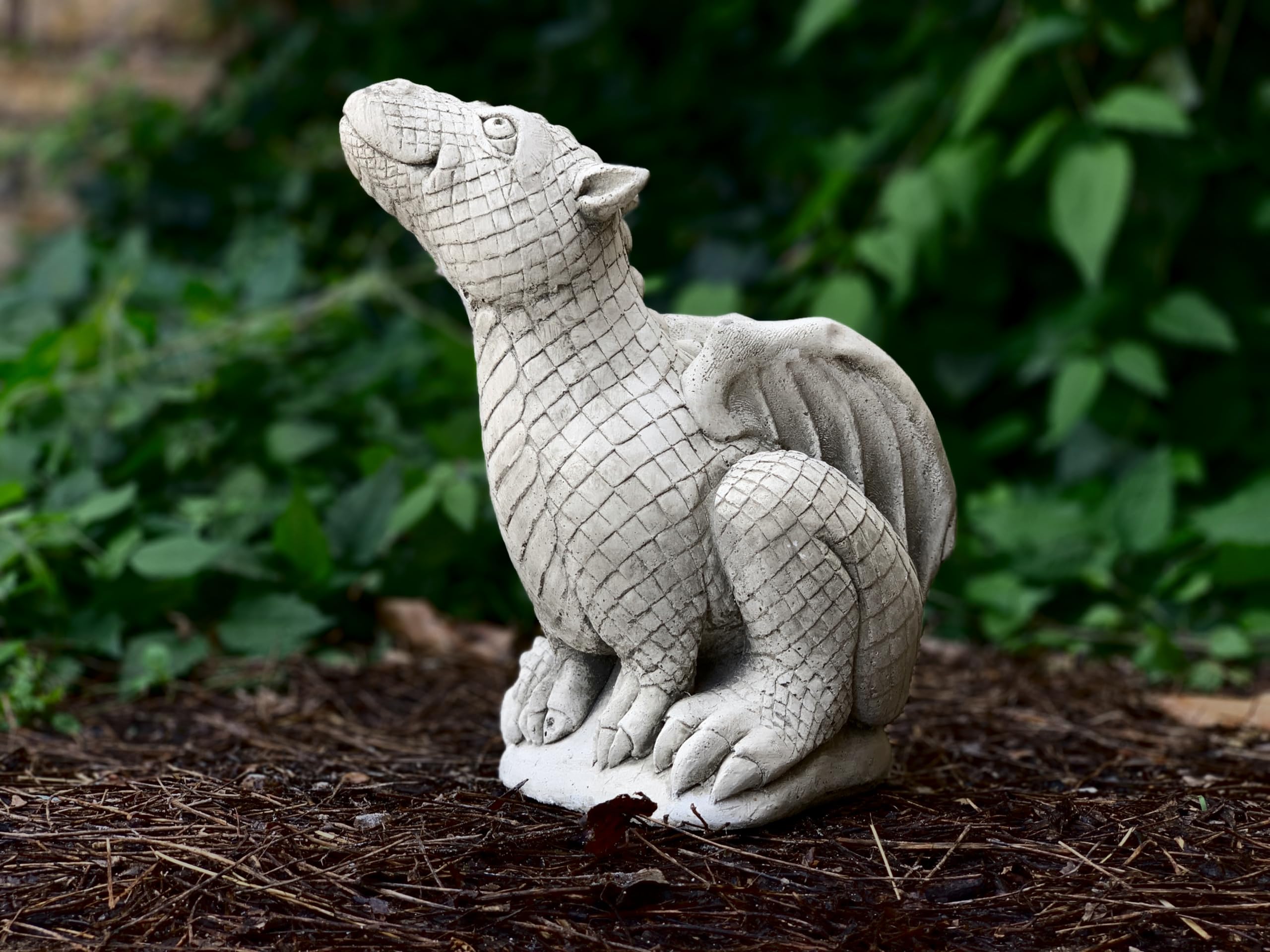 OLOMA Outdoor dragon sculpture Concrete baby dragon statue Stone animal decoration Cement ornament Handmade figure Dragon lover gift Front door decoration Yard art