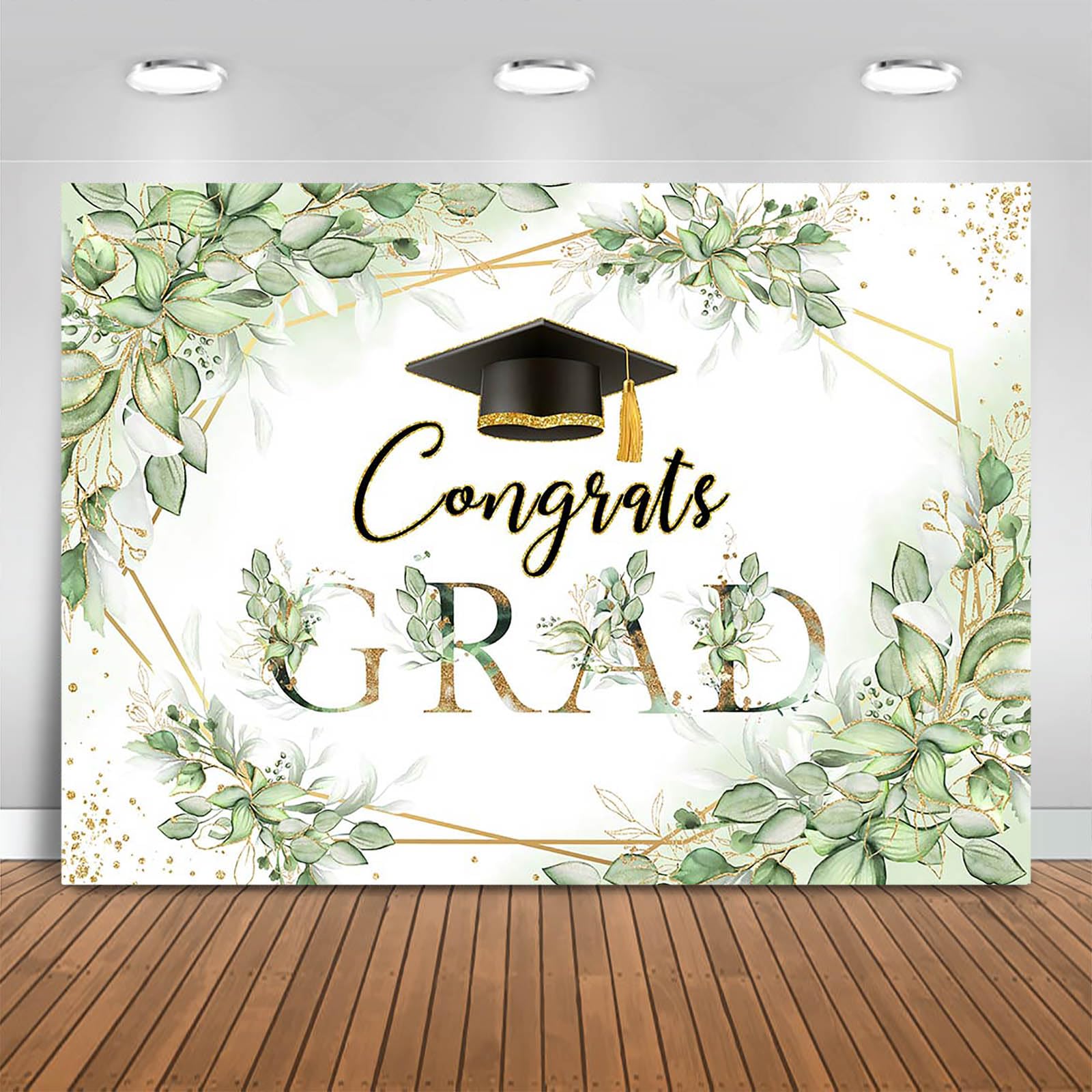 Fitumiw Greenery Congrats Grad Backdrop 7x5ft Green Leaves 2026 Graduation Background Party Decorations Class of 2026 Banner Photo Booth Props