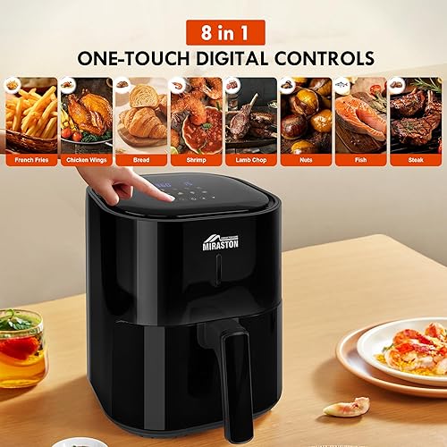 Miniatura 3 de Freidora de aire de 4.5 cuartos de galón, control táctil digital compacto, fácil de cocinar y recalentar, freidoras de aire de encimera para cocina,