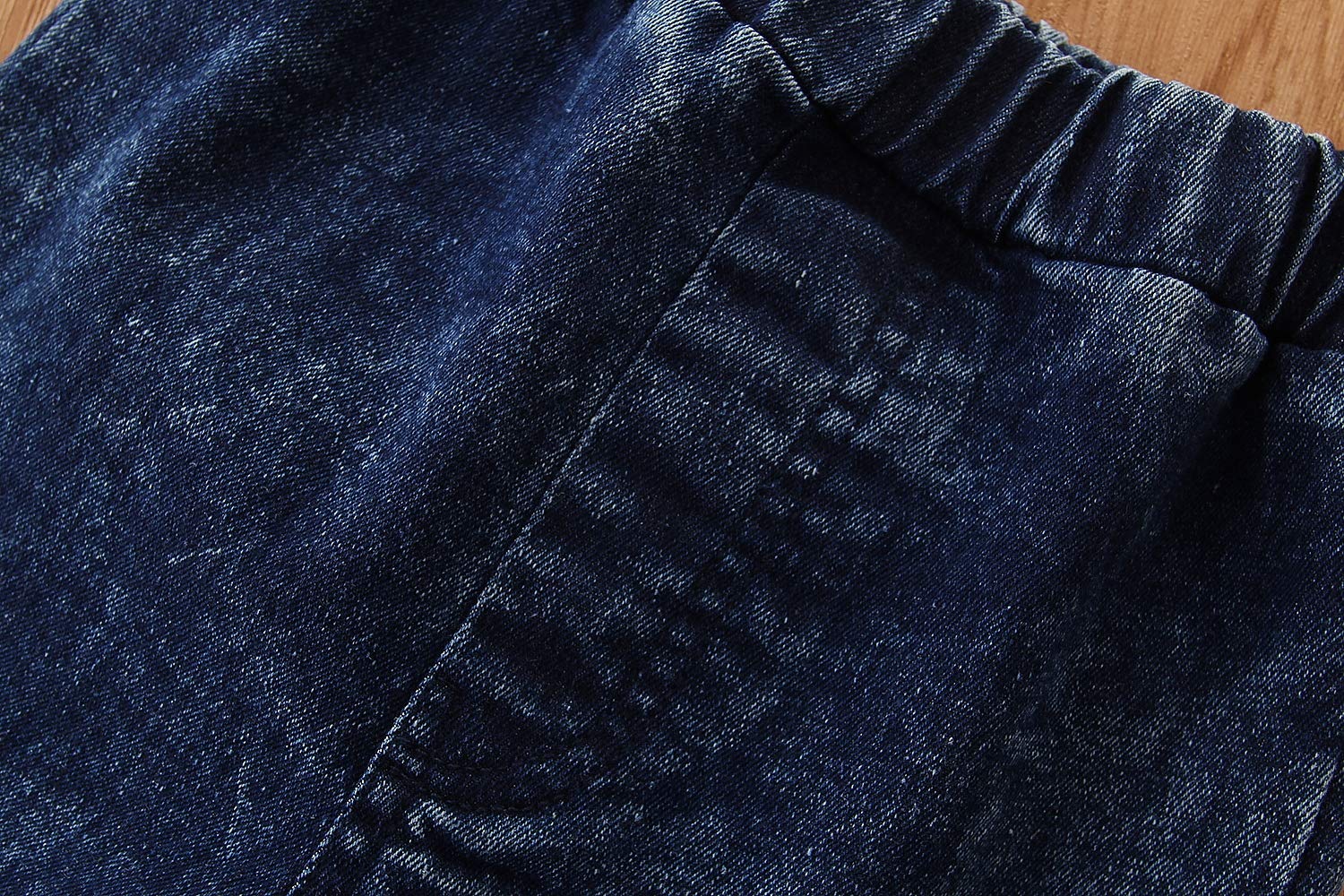 WALLARENEAR Baby Girl Flare Pants Kids Bell Bottoms Ripped Jeans Toddler Denim Leggings Ruffle Long Pant Outfits Clothes (Denim Blue, 6-7 Years)