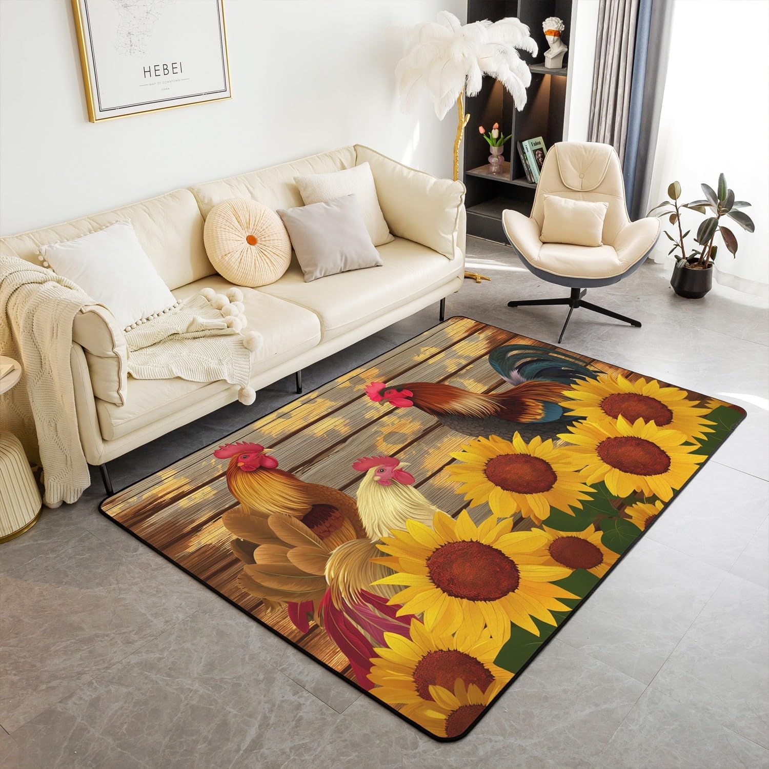 Erosebridal Duck Hunting Area Rug for Teens Youth,Mallard Duck Carpet 5x7,Nature Landscape Indoor Floor Mat,Woodland Farmhouse Animal Patchwork Accent Rug Set for Living Room Bedroom