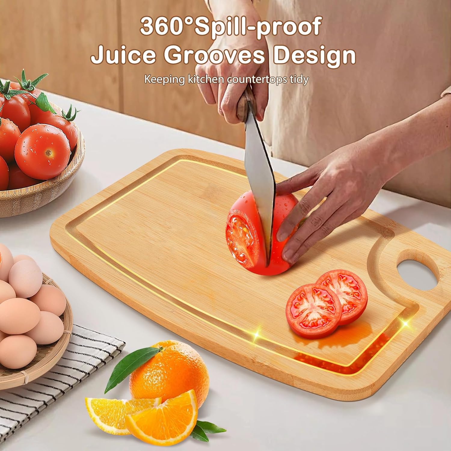 Joeyan Bamboo Cutting Board for Mom, Mothers Day Gifts for Grandma, Engraved Charcuterie Chopping Board with 2-Sided Juice Grooves, Personalized Birthday Christmas Presents for Mama from Daughter Son - Image 4