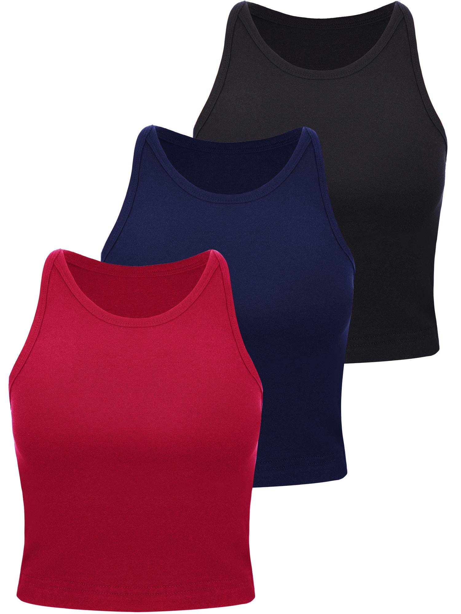 3 Pieces Crop Tops Racerback Crop for Women Crop Tank Workout Tops Cotton Basic Sports Crop for Lady Girls
