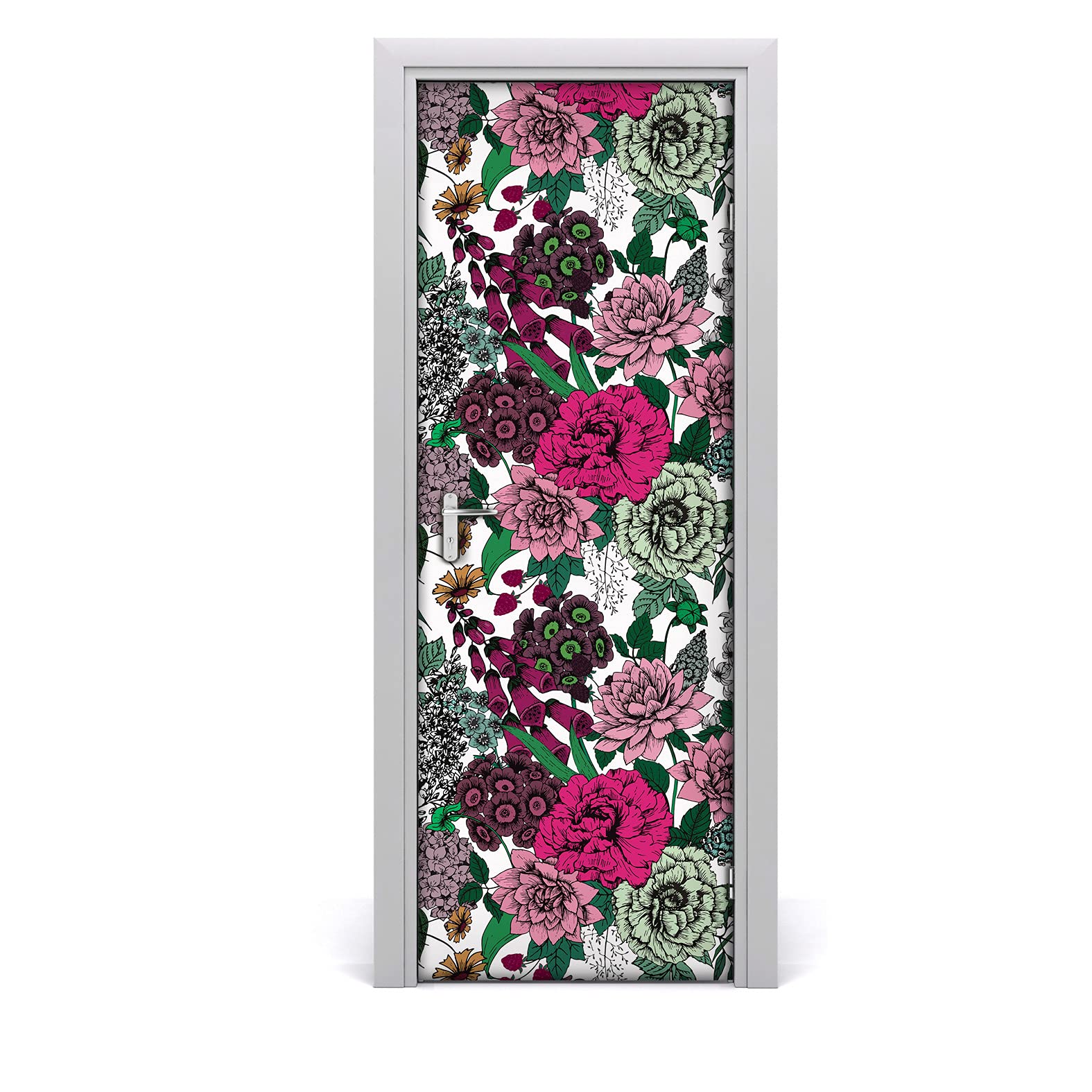 Vintage fleurs rose roses papier peint de porte 77x200cm adhésif durable