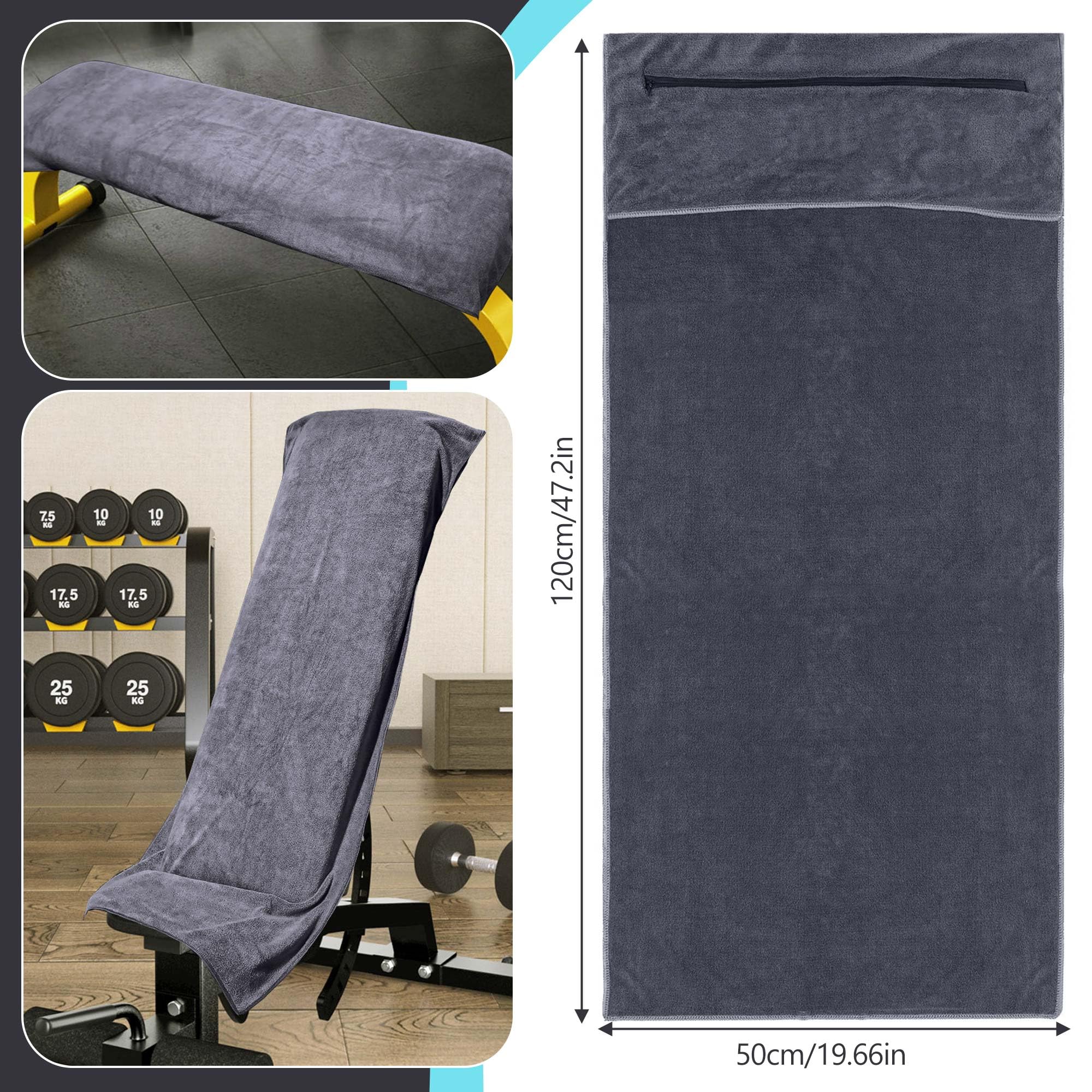 MLACXLT Fitness Handtuch 120x50cm - Saugstarkes Mikrofaser Handtuch Mit Tasche Für Gym & Outdoor