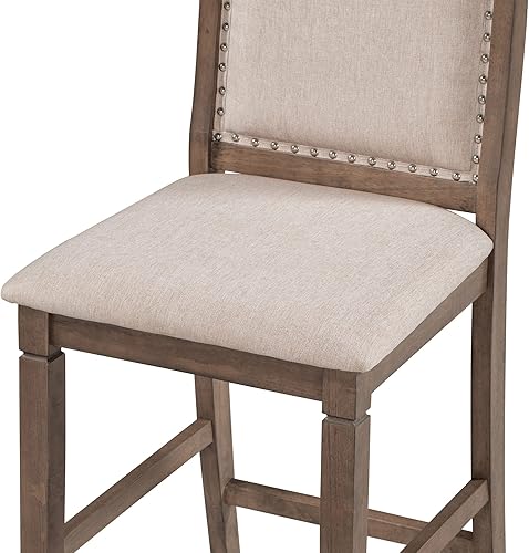 Miniatura 6 de Voohek Juego de comedor de 3 piezas de altura de mostrador, mesa de sofá con 2 taburetes y puerto USB para bar, consola, cocina, sala de estar,