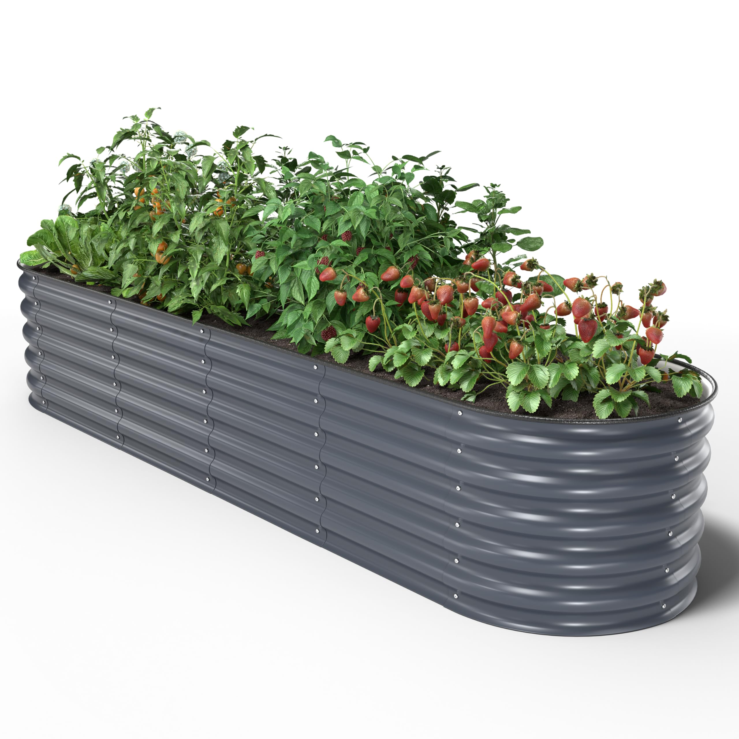 UNIGARDIA Potager Surélevé en Métal 240x60x43 cm - Bac Potager Extérieur Modulaire 9-en-1 - Jardinière Surélevée en Acier Premium, Inoxydable - Durée de Vie Minimum 20 Ans, Anthracite