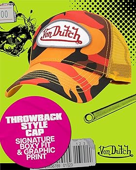 Von Dutch カスタムメイド ヴィンテージ Von Dutch Vintage Gold Canvas Red Mesh Snapback Trucker Hat