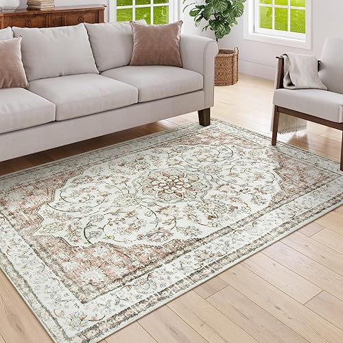 Miniatura 34 de Lahome Alfombras orientales lavables de 3 x 5 pies, antideslizantes, ultrafinas, suaves, de estilo bohemio para dormitorio, alfombra tradicional