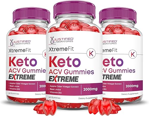 Xtreme Fit Keto ACV Gummies Extreme Formula 2000 mg Vegano sin OMG con jugo de granada remolacha B12 180 gomitas