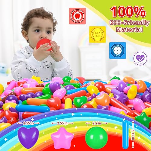 Miniatura 3 de STARBOLO Pelotas para niños  Paquete de 150 bolas coloridas de plástico a prueba de aplastamiento para niños pequeños, tienda de campaña de juego