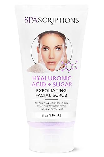 Exfoliante facial con ácido hialurónico y azúcar para la cara, 5 onzas