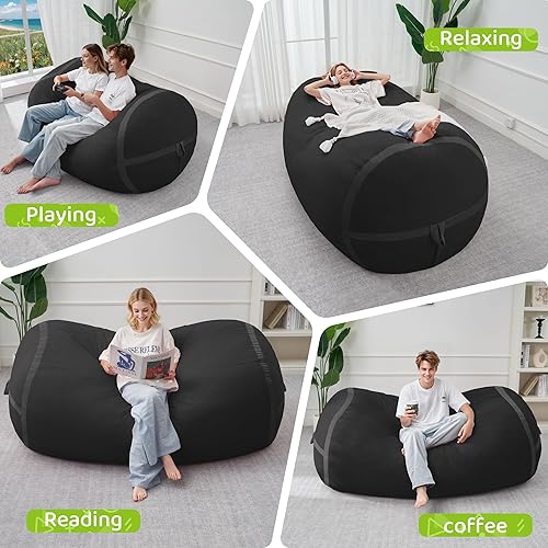 Miniatura 86 de HABUTWAY Puf gigante de 2 pies para adultos, con relleno de espuma viscoelástica, puf grande con funda de terciopelo holandés extraíble para sala de