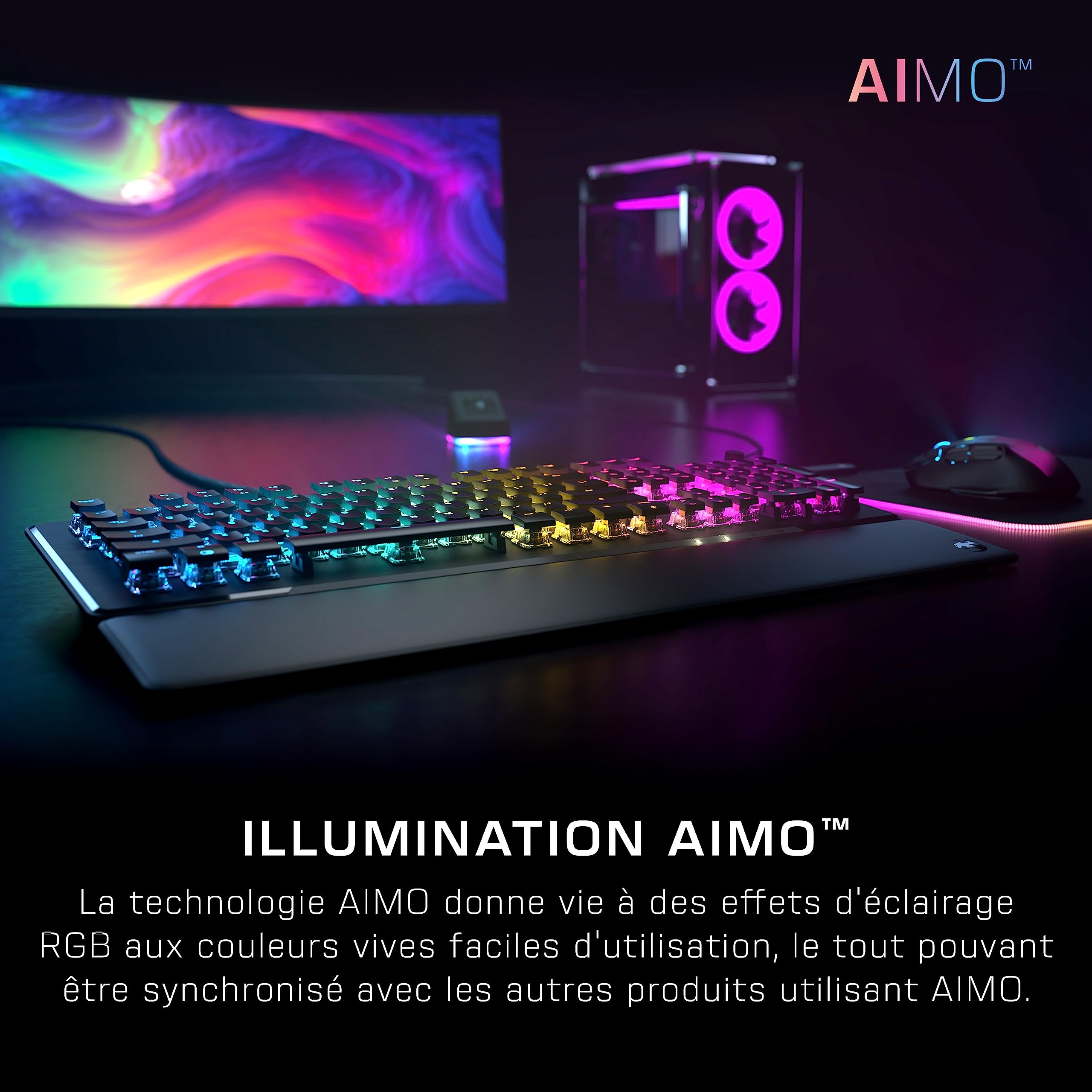 ROCCAT Vulcan II Tastiera Meccanica da Gioco per Pc, Tasti Retroilluminati RGB Personalizzabili, Poggiapolsi Rimovibile, Titan II Linear Switches, Nero